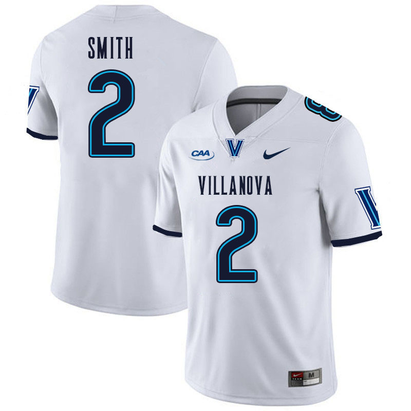 Men #2 Eli Smith Villanova Wildcats College Football Jerseys Stitched Sale-White